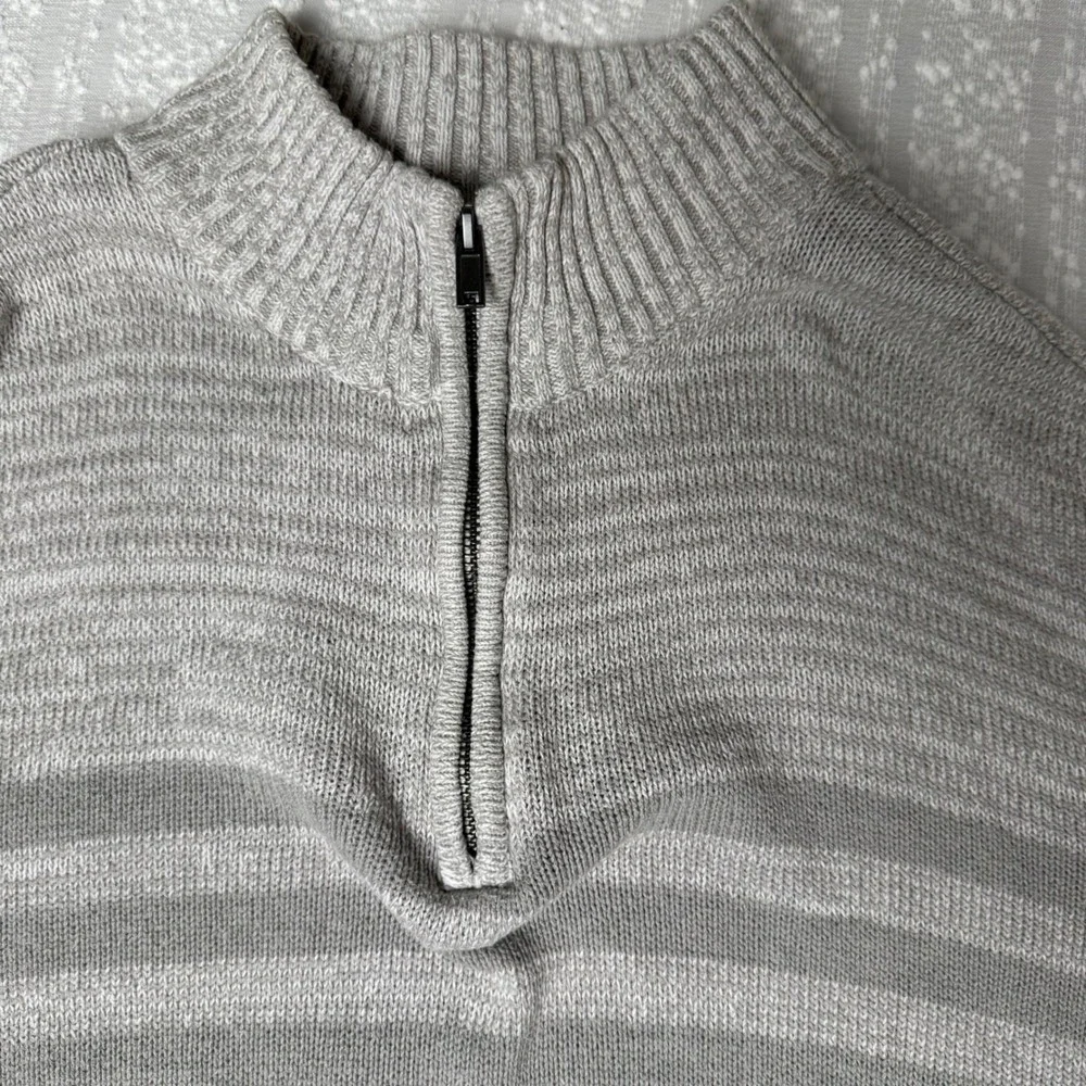 Urban Pipeline Mens 1/4 Zip Striped Old Money Sweater Size XL Gray Preppy Layers